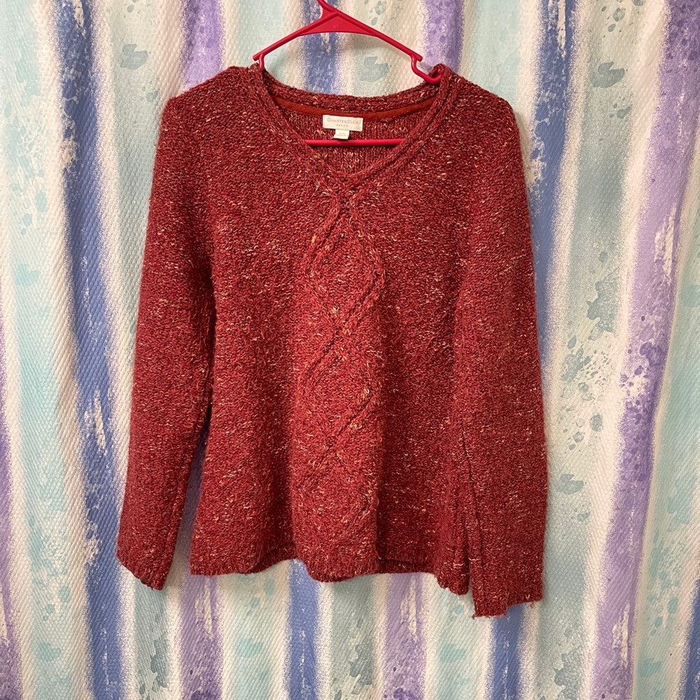 Charter club red speckled sweater petite medium